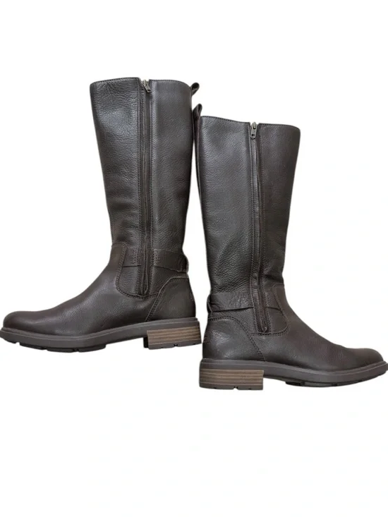 UGG Tall Dark Brown Riding Boots with Buckle Detail - Picture 2 of 11